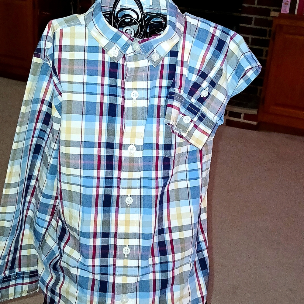 Janie & Jack LIKE NEW! Boy's Madras Plaid Dress Shirt, Sz 5